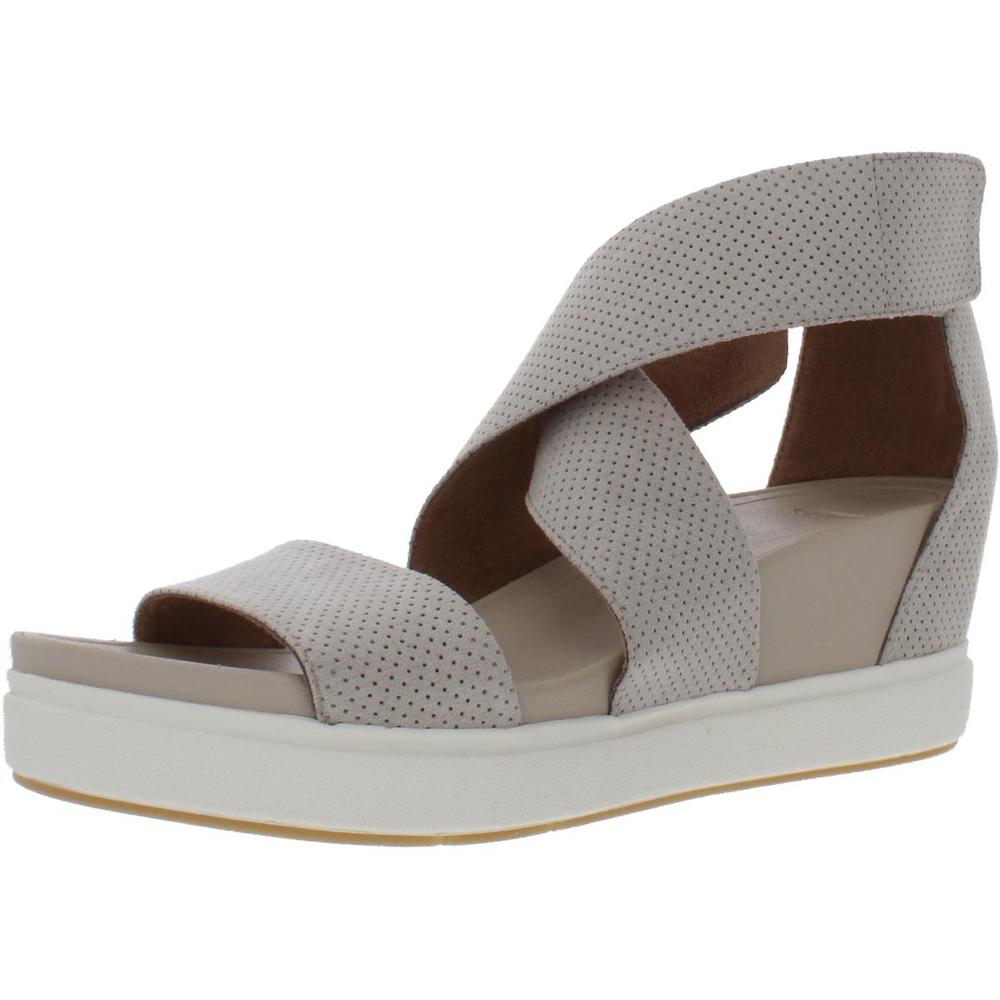 Dr. Scholl's Womens Sheena Beige Faux Leather Flatform Sandals Platforms Used